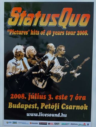 Signed Status Quo Mini Poster (size A4 30 X 21 Cm) 2008