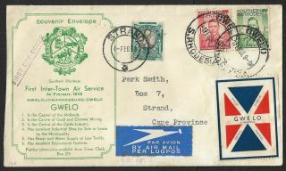 Southern Rhodesia 1938 Kgvi Revenue Souvenir Envelope Fdc Sent To Cape Province