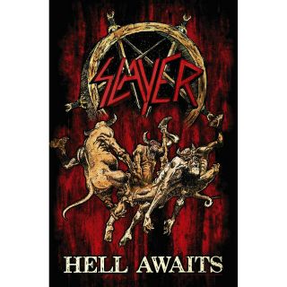 Slayer Hell Awaits Poster Flag Fabric Textile Wall Banner Official Band Merch