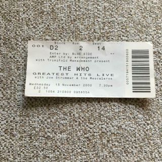 Joe Strummer & The Mescaleros (clash) The Who Ticket Wembley Arena 15/11/00 14