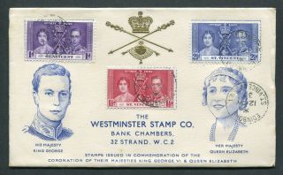 12.  05.  1937 St.  Vincent Kgvi Coronation Set Stamps On Illust.  Fdc To Gb Uk