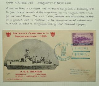 Usa 13 Feb 1938 Visit Of U.  S.  S Trenton At Inauguration Of Singapore Naval Base