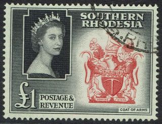Southern Rhodesia 1953 Qeii Arms 1 Pound
