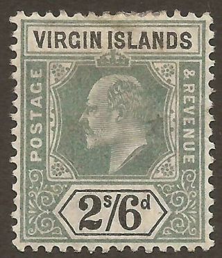 British Virgin Islands 1904 Sg61 2/6 Green And Black Mm (jb16631)