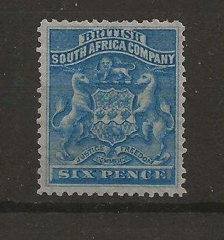 Rhodesia (826) 1892 Sg2 6d Ultramarine South Africa Co Issue Fine No Gum