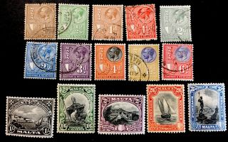 Malta King George V Sliver Jubilee 1835 Pt Set X2 1x Vfu Stamps Lh