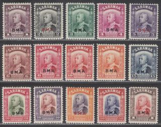 Sarawak 1945 Kgvi Brooke Bma Overprint Set To $1 Sg126 - 140