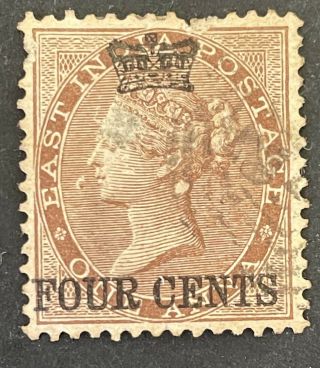 Malaysia Straits Settlements 1867.  4c On 1a Deep Brown.