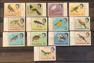Gambia.  1963 Complete Birds Set.  Sg193 - 205.  Never Hinged.  Cat£85.  See Images