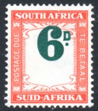 South Africa 1950 - 8 Postage Due 6d Value Out Of Register,  Sg.  D43,  Vfm