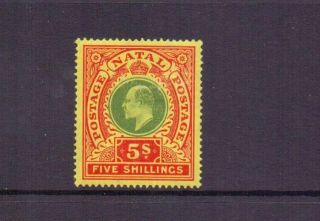 Natal 1908 Edvii 5/ - Green & Red/yellow Sg169 Vlmm Cat £30