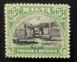 Malta George V 1930 5/ - Black & Green M/m Sg 208 (ct £16.  50)