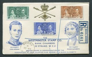 12.  05.  1937 Bahamas Is.  Kgvi Coronation Set Stamps On Illust.  Fdc To Gb Uk