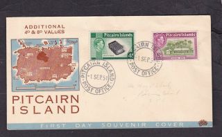 Pitcairn Island 1951 Fdc 1st Day Cover Kgvi 4d,  8d Kgvi Definitives 1