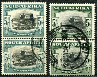 South Africa 1947 Issue,  Sg 122 & 122b,  5s Shade Varieties,  Cv £180