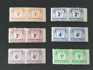 Northern Rhodesia 1963 Postage Dues Sgd5/10 Imperf Righthand Margin Pairs