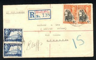 Gold Coast 1949 Registered Airmail Cover Nsuta Ashanti To Uk - Cds