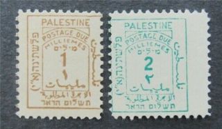 Nystamps British Palestine Stamp J1.  J2 Og H $40 A16y1964