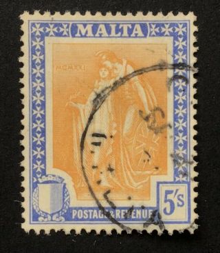 Malta George V 1922 5/ - Orange & Ultramarine Sg 137 (ct £50)