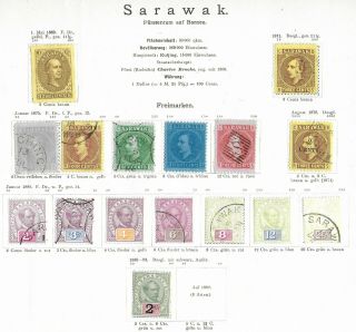 Sarawak 1869 - 1892 Used/unused Classic Lot On Old Album Page Unchecked