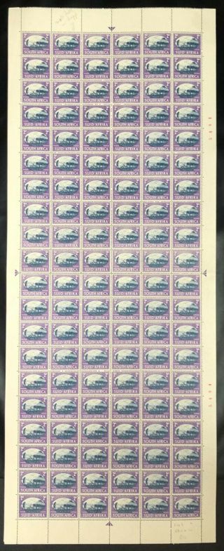 South Africa 1945 2d Victory Issue Sg 109 Controlled Full Sheet No.  5484 Mnh