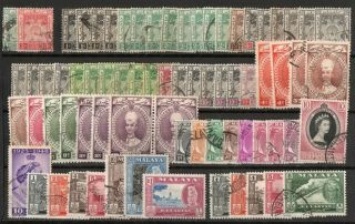Malaya Kelantan Accumulation Of Good Stamps Issued 1911 To 1962