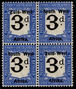 1923 South West Africa Sc J6 - 3d Postage Due (setting I) Nh Block Of 4
