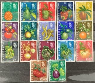 Montserrat.  Definitive Fruit Stamp Set.  Sg160/76.  1965.  Mnh.  Ts68