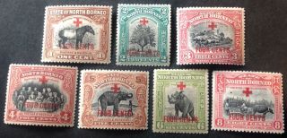 North Borneo 1918 7 X Stamps With 4 Cents Overprints Hinged