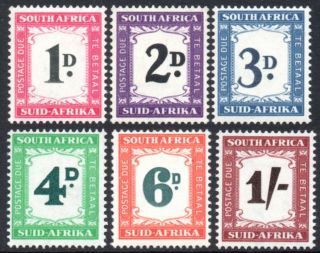 South Africa 1950 - 8 Postage Dues Set Of 6,  Sg.  D39/44,  Fine,  Cat.  £32