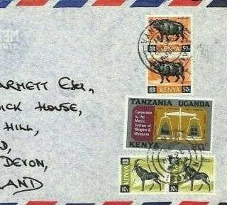 Ce189 Kenya Wild Animals 1971 Kut Metric Stamp Mixed Franking Air Mail Cover