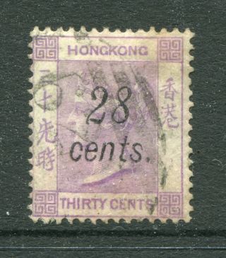 1876 China Hong Kong GB QV 28c on 30c stamp with ' 62B ' Killer Chop Pmk 2