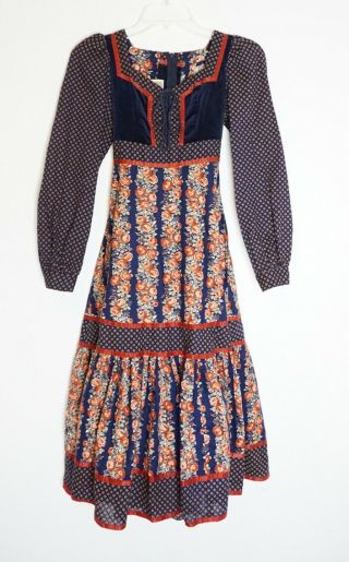 Gunne Sax By Jessica Mcclintock Vintage 70s Dress Prairie Cottage Core Size 7 Xs