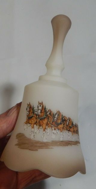 Vintage Fenton Budweiser Clydesdale Horses Hand Painted Bell 6 1/2 "