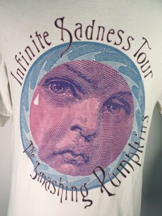 VTG 1990s Smashing Pumpkins Infinite Sadness Tour White T Shirt sz L 1995/96 2