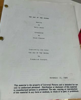 The Jackal Movie Script Screenplay By Chuck Pfarrer Rewrite By Kevin Jarr