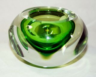 Fifth Ave Crystal Ltd Green Clear Art Glass Votive Candle Holder Heavy