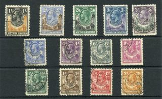 Northern Rhodesia 1925 - 29 Short Set To 5s Sg1/14 (exc 10d) Fu Cat £170