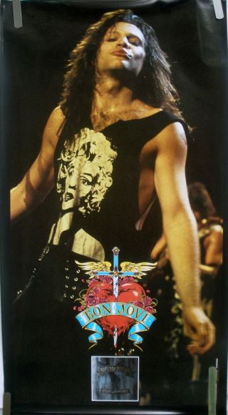 Rare Bon Jovi Jersey 1989 Vintage Music Record Store Promo Poster