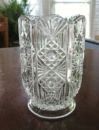 Eapg Mckee & Bros Jeannette; Diamond Flute; Flamboyant Celery Vase 6 " 1885 Rare
