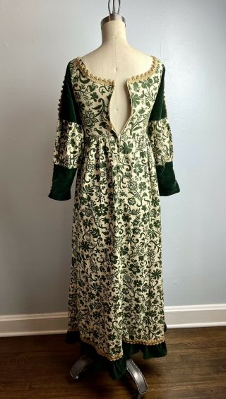 Gunne Sax Green Velvet and Cotton Late 1960s Early 1970s Black Label Dress XS 5