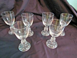 6 Fostoria American Lady Footed Wine Goblets 4 1/2 " Tall 1934 - 1943