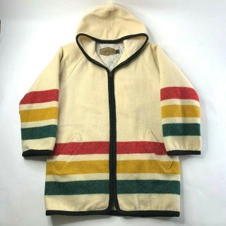Vtg Woolrich Quilt Lined Jacket Mens Medium Hudson Bay Blanket Striped Coat Rare