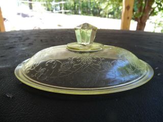 Vintage Hazel Atlas Florentine 2 Yellow Depression Glass,  Lid For 7 " Oval Dish