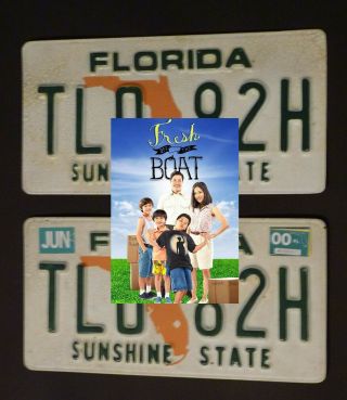 Plastic Tv Show Screen Prop License Plate Set Florida Asian Comedy