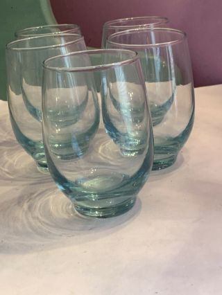 Drinking Glasses Blue Tinted Clear Tumbler Stemless Wine Glass - 4 1/2” tall 3
