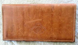 Marley Hodgson Ghurka Chestnut Leather Checkbook/register Cover,  6.  75 X 3.  50