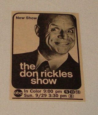 1968 Small Abc Tv Ad The Don Rickles Show,  In Color