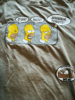 Simpsons 1998 Homer Simpson D ' oh Nuts Mmmmm,  Donuts Shirt L ' Inactive Wear ' 2