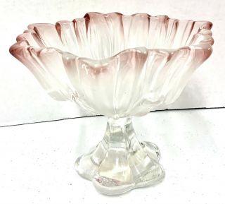 Mikasa Pink Tulips Frosted Footed Bowl With Label Euc